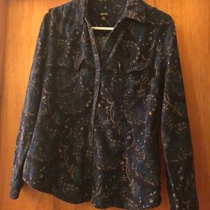 Vintage Printed Corduroy Button Up
